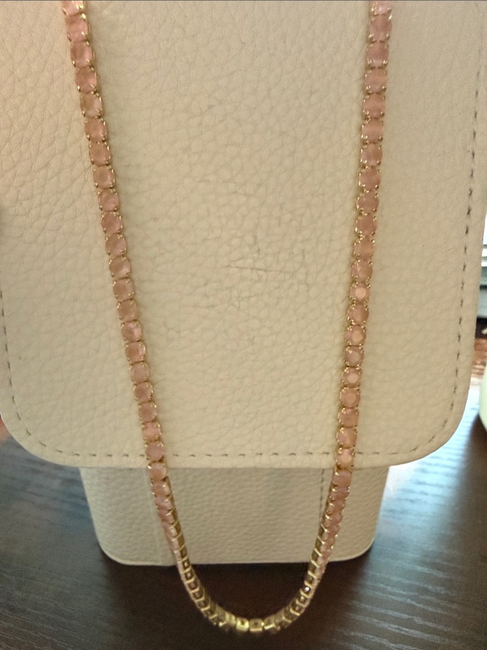 Blush Pink Stone Tennis Necklace - 20”